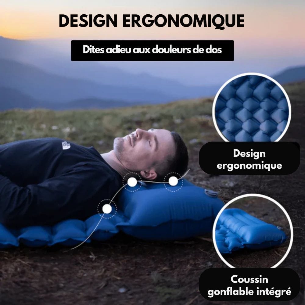 Avelena | AirTrek Mat – Aufblasbare Campingmatratze mit Fußpumpe und eingebautem Kissen