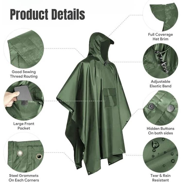 Avelena | All-Terrain Trek Poncho | Wasserdicht, verpackbar & leicht für Outdoor-Abenteuer und Notfallvorsorge
