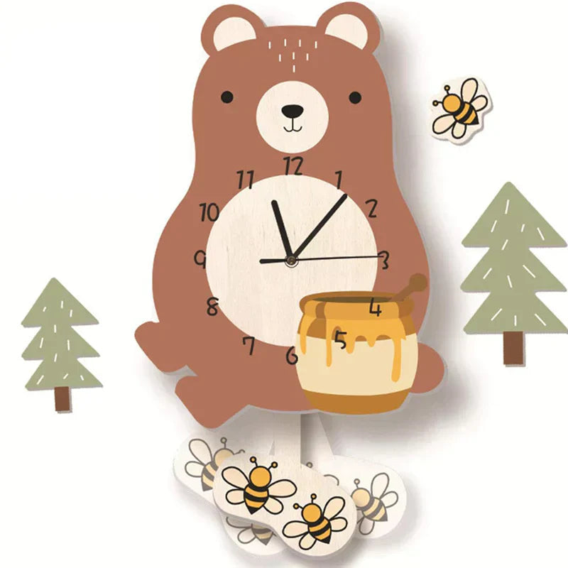 Avelena | Wanduhr - ZooTime - Niedliches Tierdesign - Perfekt für Kinderzimmer
