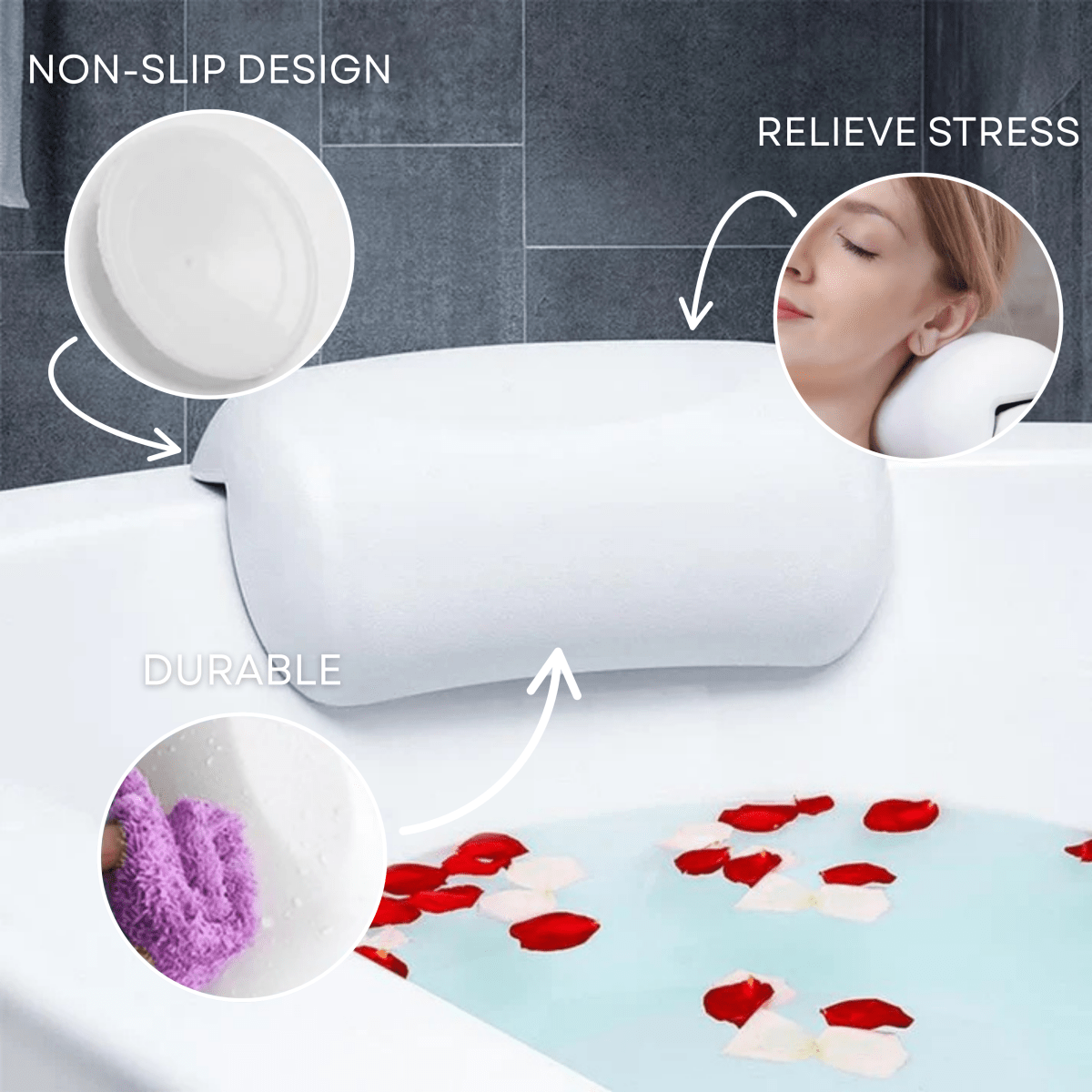 Avelena | AquaCloud Premium Badekissen – Ergonomische Nacken- und Kopfunterstützung für spa-ähnliche Entspannung zu Hause