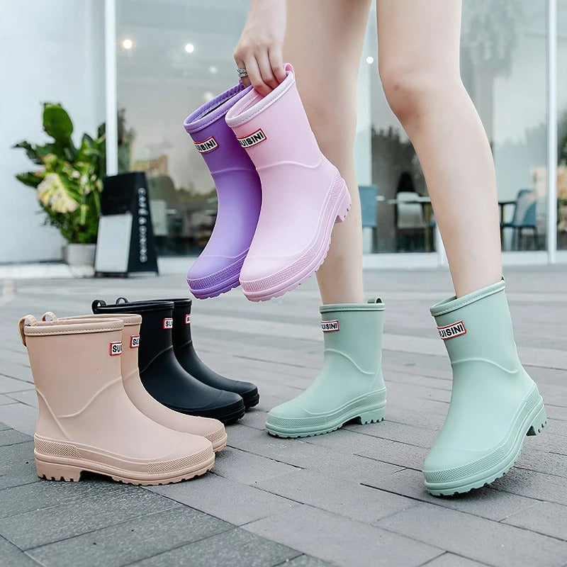 Avelena | AquaStride 2.0 | Stylische wasserdichte Regenstiefel bis zur Mitte der Waden für Damen