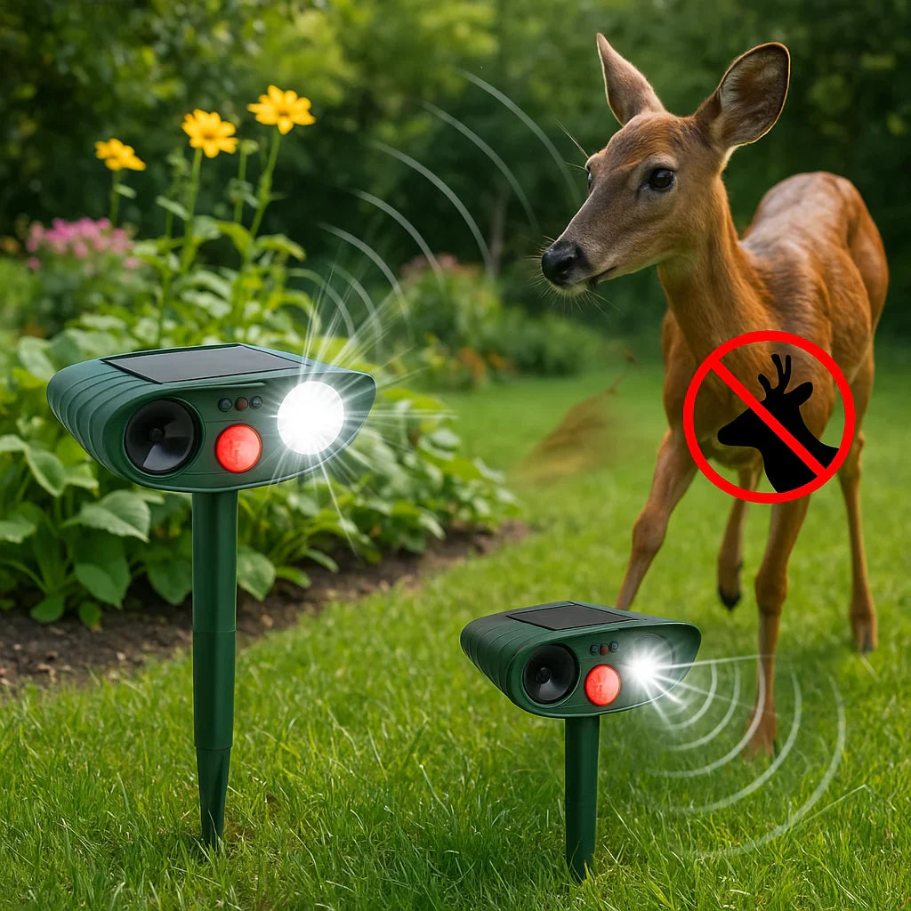Avelena | Solar-powered ultrasound deer repeller - Effective deer deterrent for gardens and caverns in 48 hours