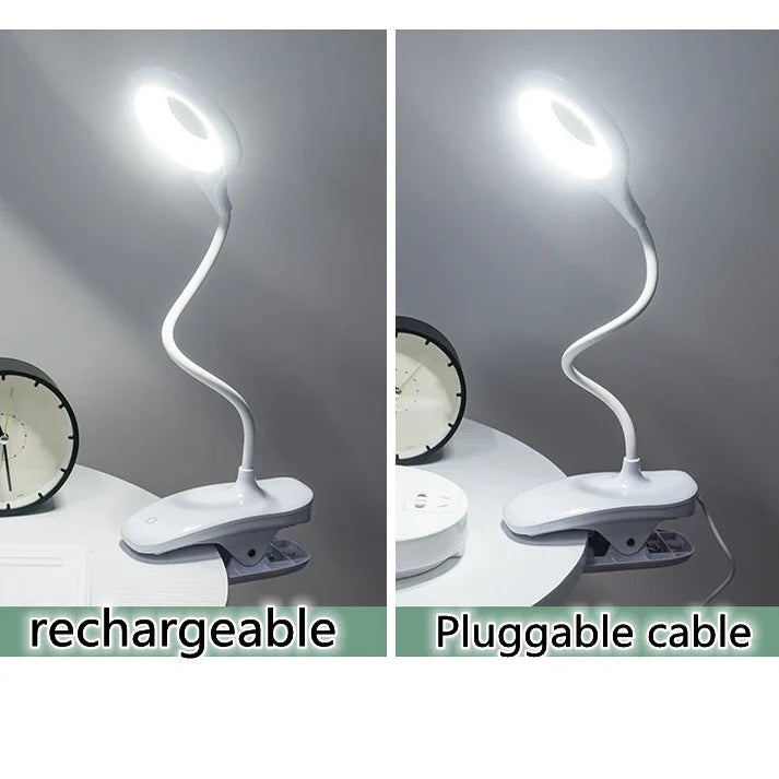 Avelena | Wiederaufladbare LED Tischlampe mit Clip – Einstellbare Schreibtischleuchte für Homeoffice und Studium