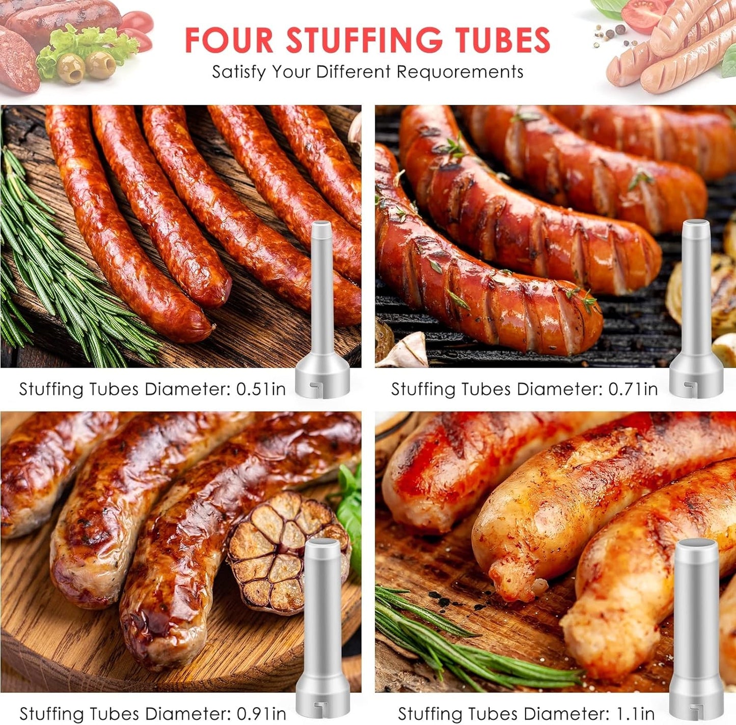 Avelena | Wurstfüller mit 4 verschiedenen Größen Füllrohre