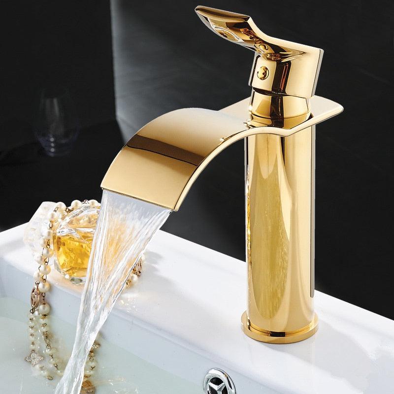 Avelena | Waschtischarmatur Wasserfallarmatur Messing Waschtischarmatur Mischbatterie