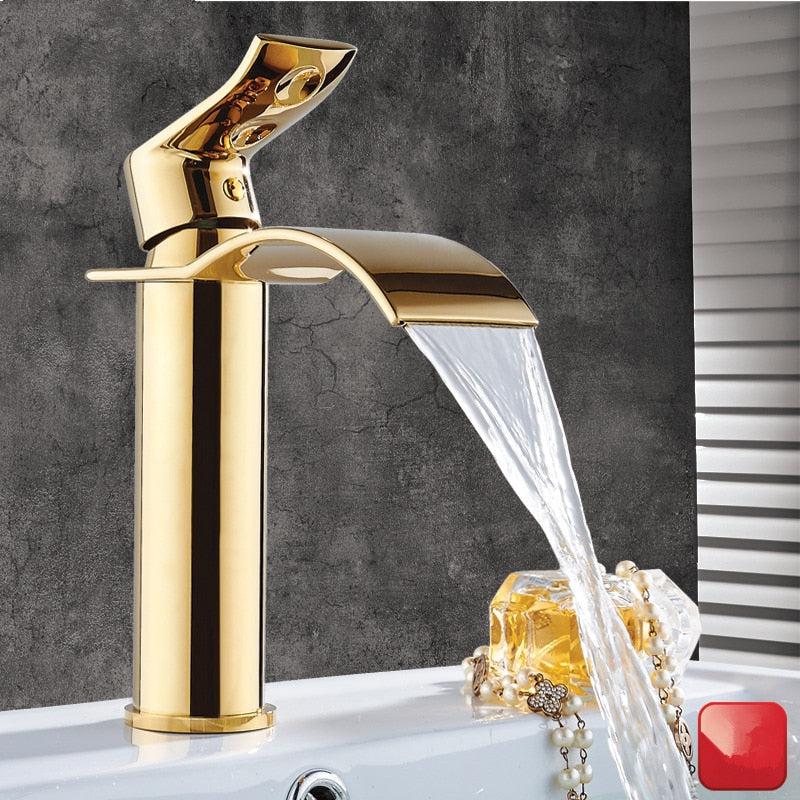 Avelena | Waschtischarmatur Wasserfallarmatur Messing Waschtischarmatur Mischbatterie