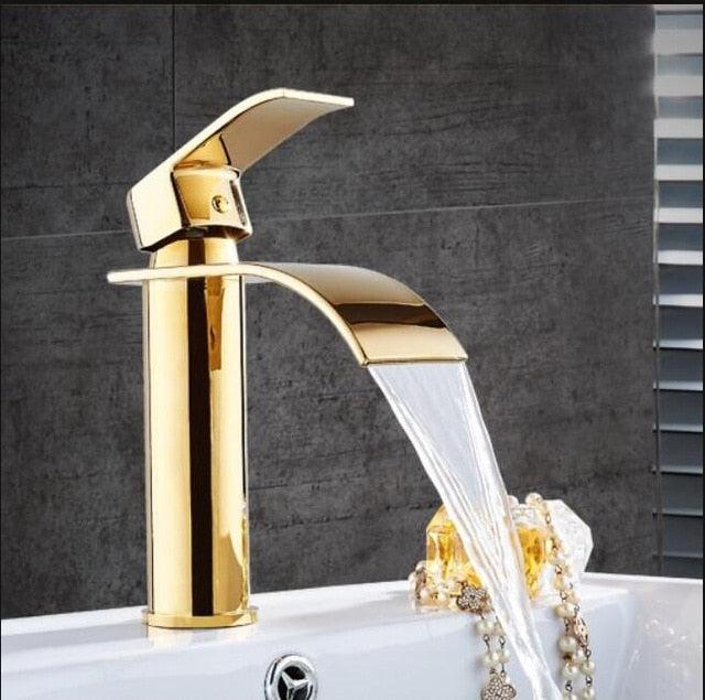 Avelena | Waschtischarmatur Wasserfallarmatur Messing Waschtischarmatur Mischbatterie