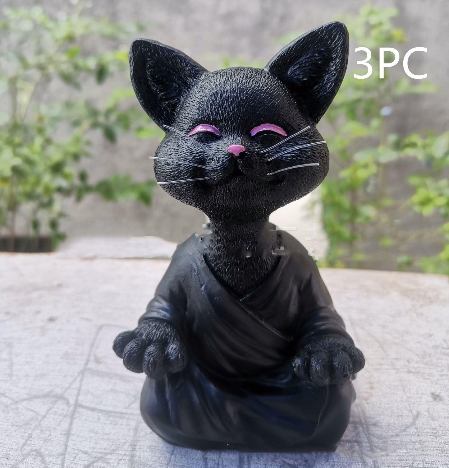 Avelena | Verspielt Schwarze Buddha Katze Figur Meditation Yoga Sammlerstück Glückliche Katzen Dekor Zuhause Garten Dekoration Gartenornament
