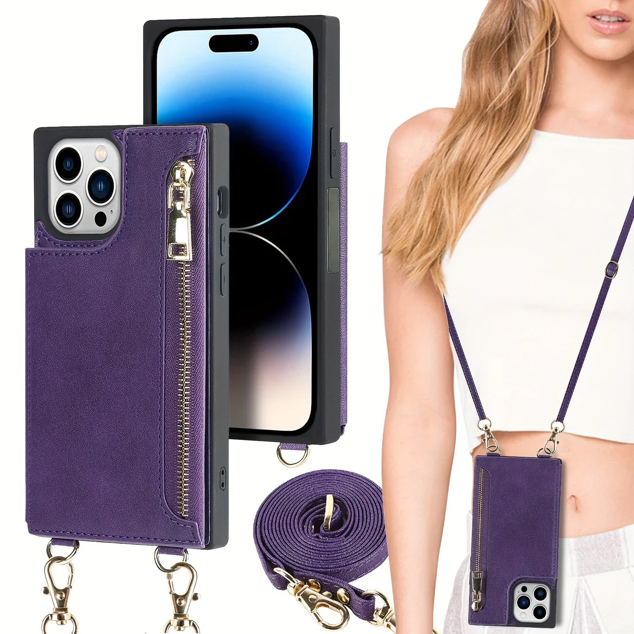 Avelena | 3in1 Handyhülle mit Karten und Münzfach Umhänge Tasche