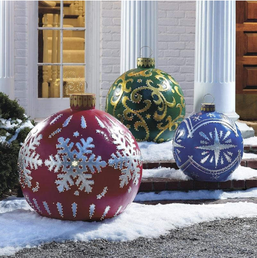 Avelena | Weihnachts Deko Kugeln aufblasbar | PVC Outdoor Kugeln | Wetterfest & Wiederverwendbar | Verschiedene Designs