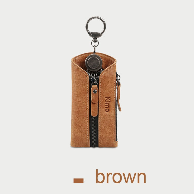 Avelena | 7-in-1 tragbare Leder-Schlüsseltasche mit Reißverschluss-Münzgeldbörse, für Männer & Frauen