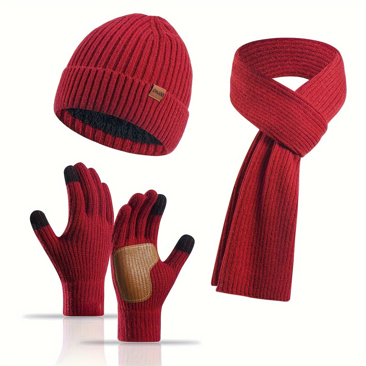 Avelena | Winter Komfort Set – Strickmütze, Schal und Handschuhe für Unisex