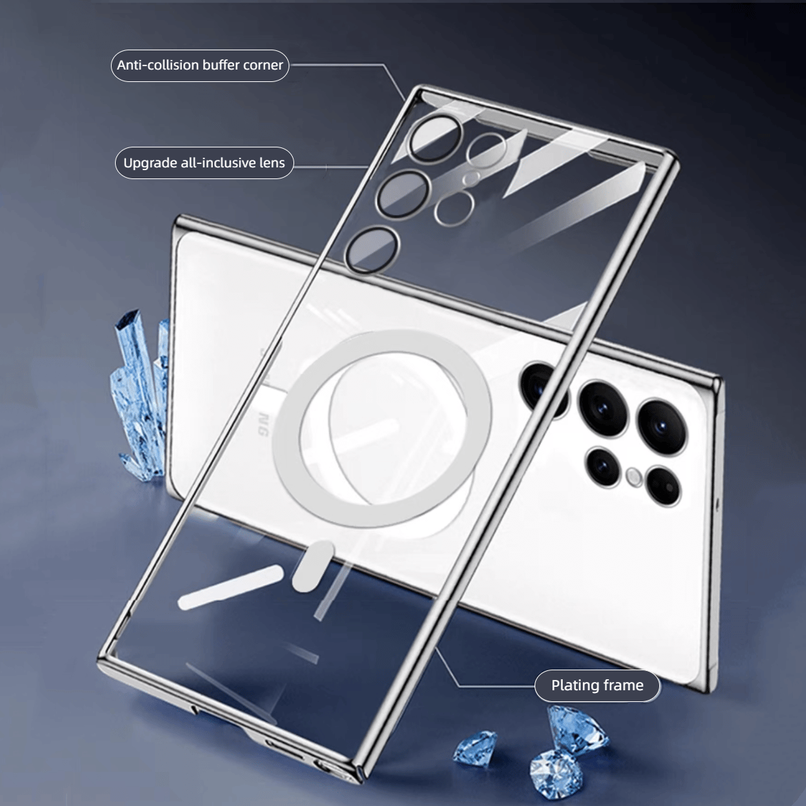 Avelena | Transparente Luxus-Beschichtung Magnetische Abdeckung für Samsung