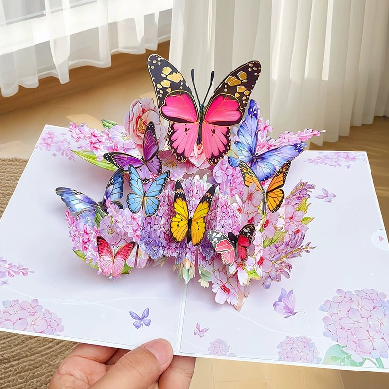 Avelena | Vibrant 3D Schmetterling & Gänseblümchen Pop-Up Grußkarte