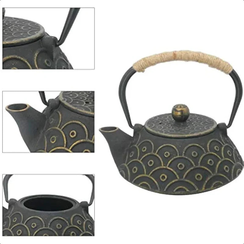 Avelena | Gusseisen Teekanne mit Edelstahl-Infuser für losen Tee Kessel