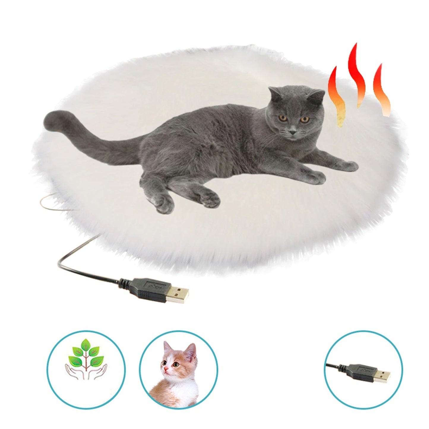 Avelena | USB beheiztes Plüsch Katzenbett - Konstante Temperatur & Tragbares Winterkissen