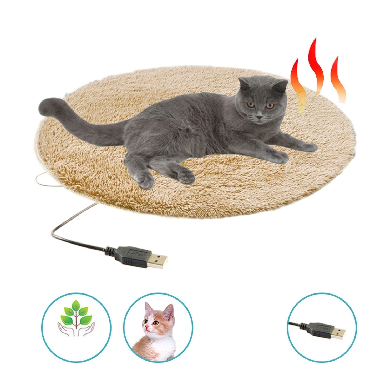 Avelena | USB beheiztes Plüsch Katzenbett - Konstante Temperatur & Tragbares Winterkissen