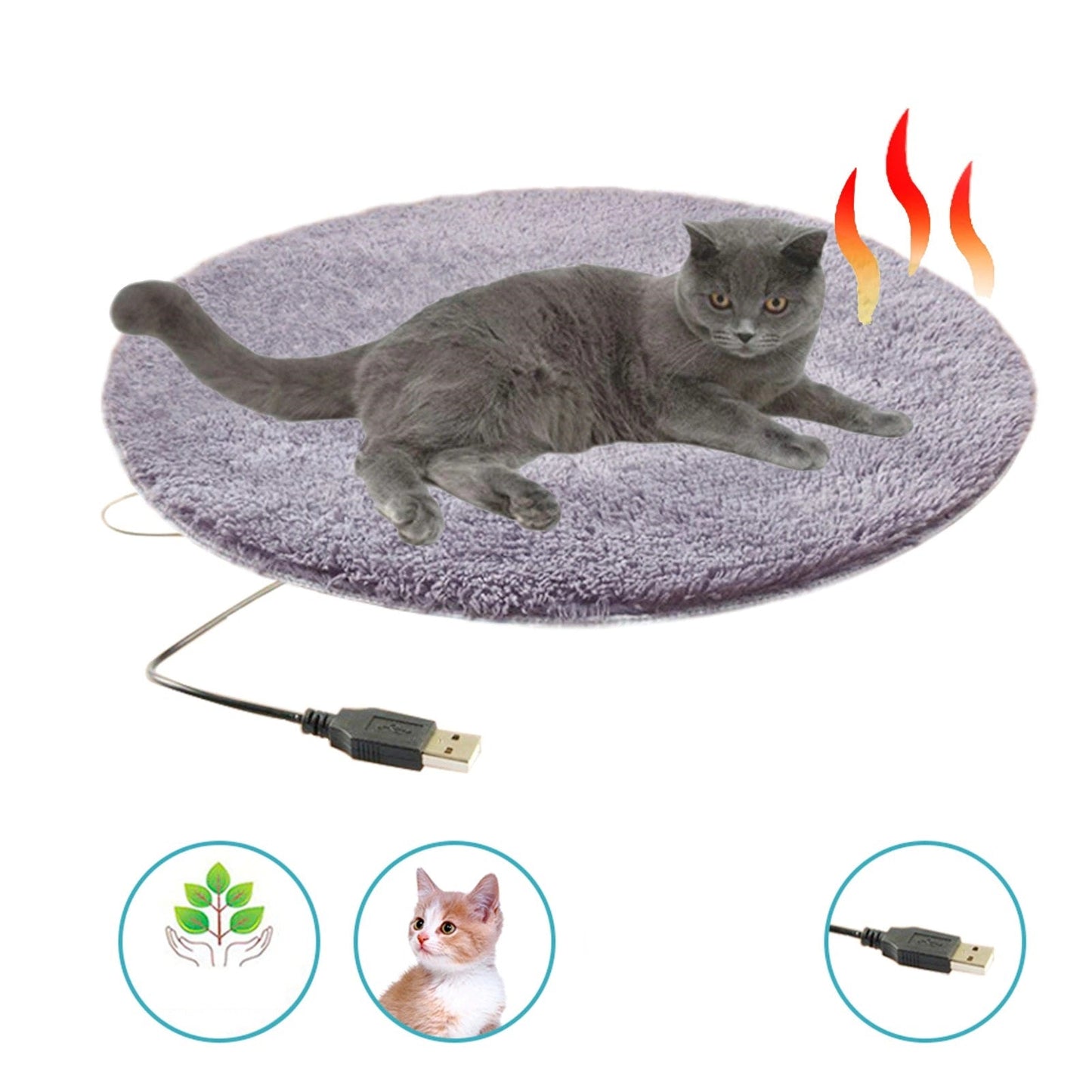 Avelena | USB beheiztes Plüsch Katzenbett - Konstante Temperatur & Tragbares Winterkissen