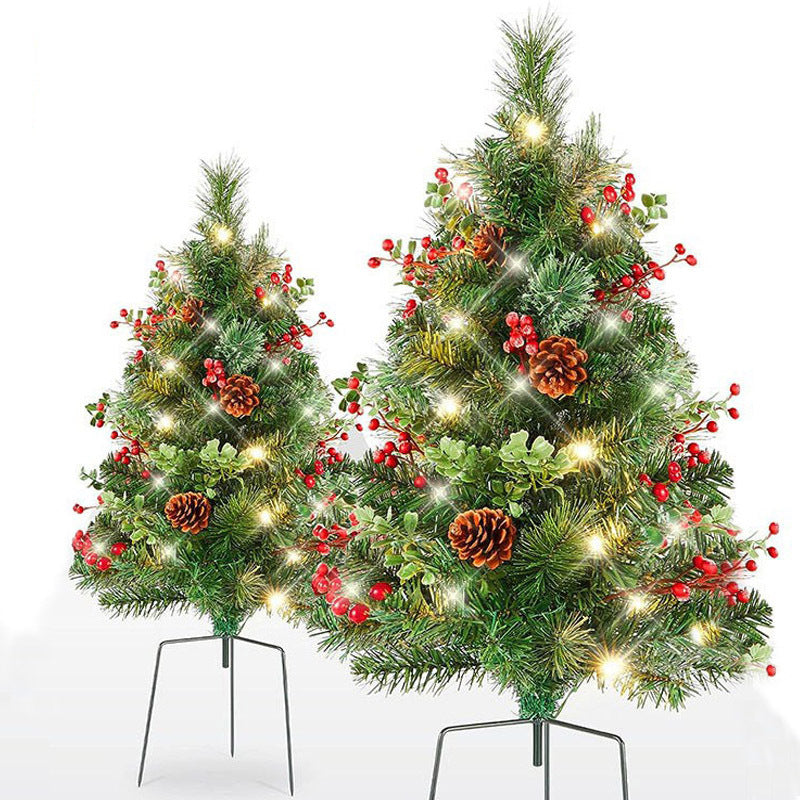 Avelena | Weihnachtliche Urnen-Deko mit LED-Lichtern | Realistische Tannenzweige & Beeren | Innen- und Außenbereich