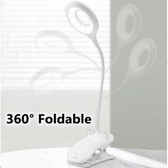 Avelena | Wiederaufladbare LED Tischlampe mit Clip – Einstellbare Schreibtischleuchte für Homeoffice und Studium
