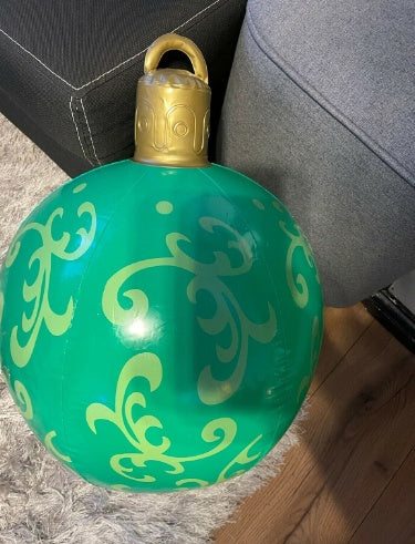 Avelena | Aufblasbare Weihnachtskugel Außendekoration 60cm – Wetterbeständige PVC Weihnachtsdekoration