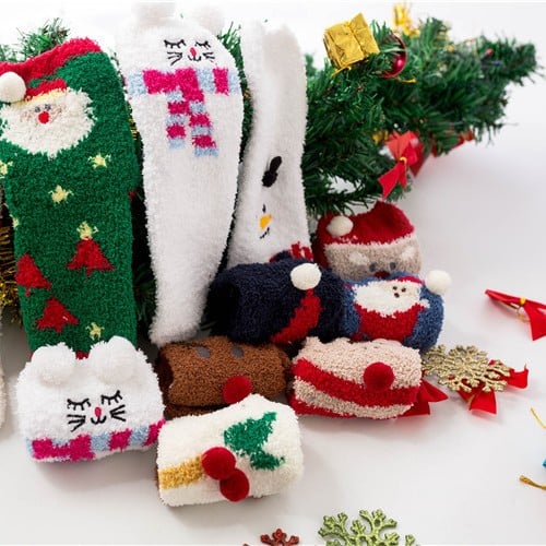 Avelena | Weihnachts-Socken im Geschenkbox-Design | Flauschige Haus- & Kuschelsocken | Universalgröße