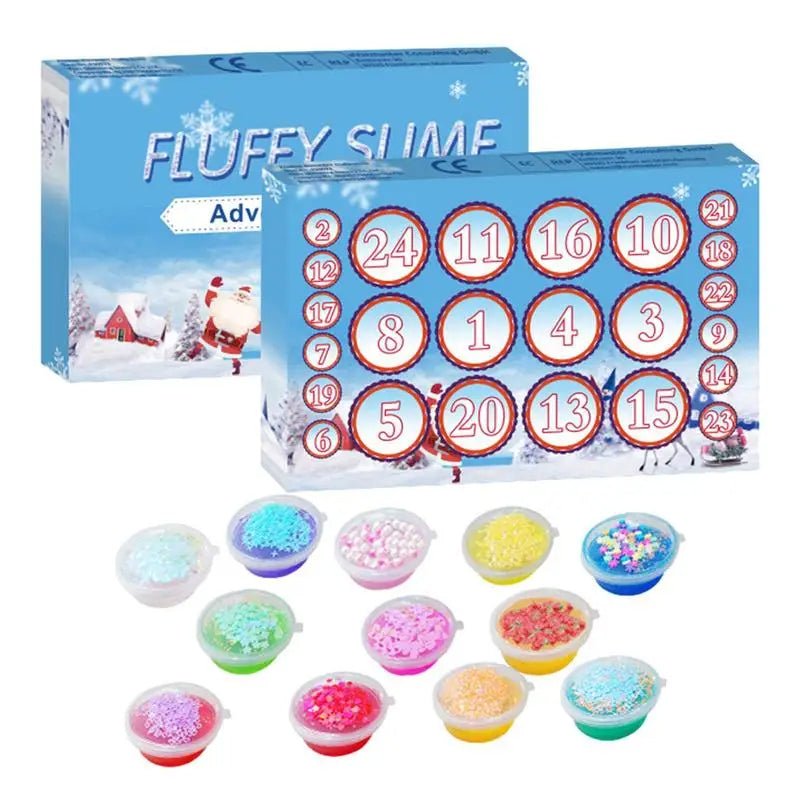 Avelena | Weihnachts-Adventskalender 24 Tage Kristall-Schlamm-Blindbox - Weihnachts-Countdown-Spielzeug für Kinder