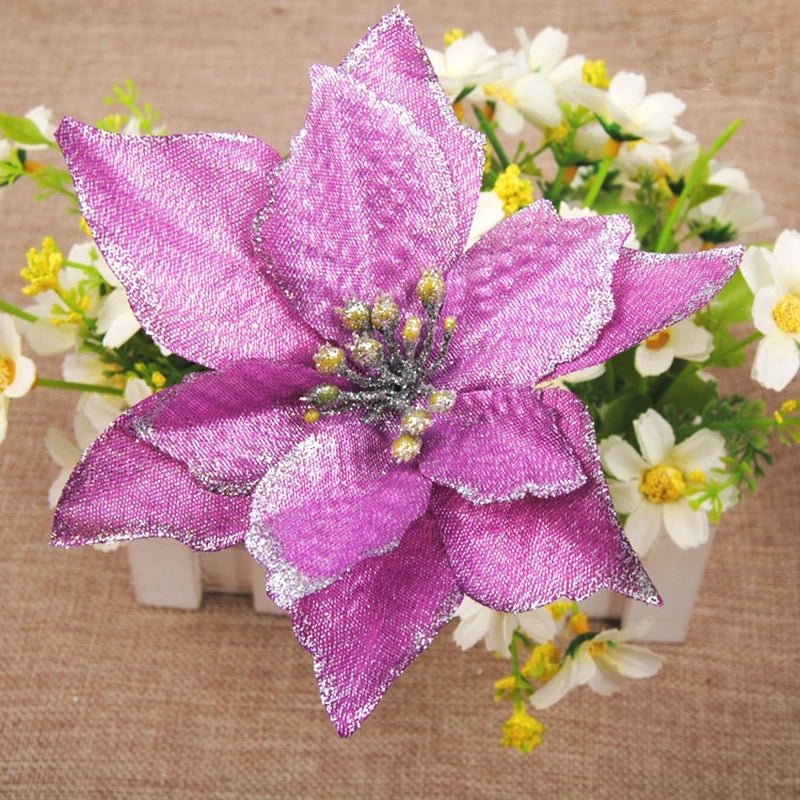 Avelena | Weihnachtskunst-Poinsettien-Blütenköpfe Baumanhänger – Wunderschön gestaltete künstliche Poinsettien-Blumenornamente für eine atemberaubende festliche Wohnraumgestaltung