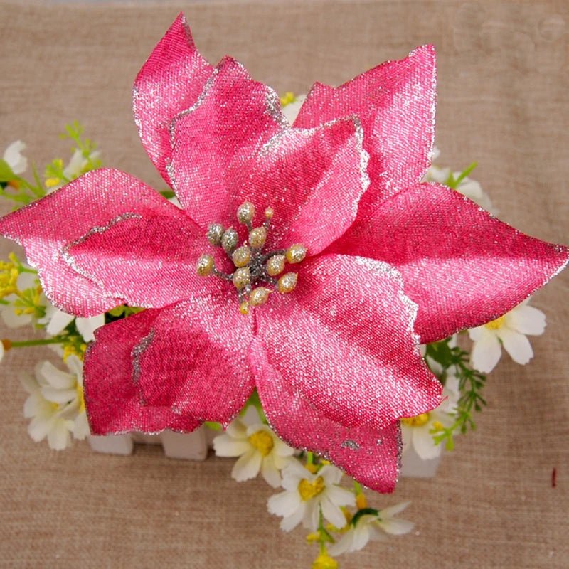 Avelena | Weihnachtskunst-Poinsettien-Blütenköpfe Baumanhänger – Wunderschön gestaltete künstliche Poinsettien-Blumenornamente für eine atemberaubende festliche Wohnraumgestaltung