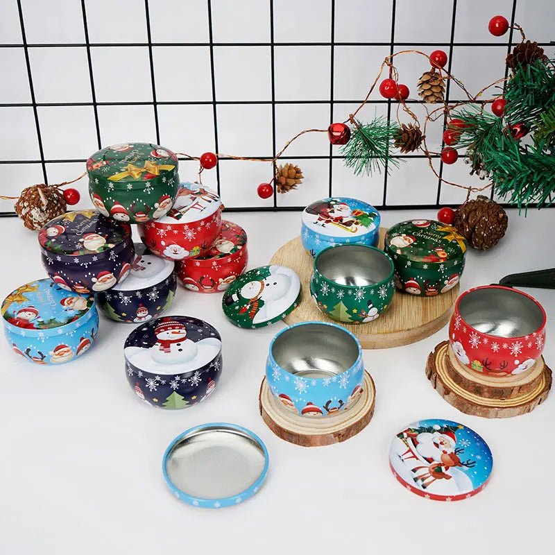 Avelena | Weihnachtskerze Runde Blechdose Set von 12 – Perfekt für Süßigkeiten, Partydekoration oder DIY handgemachte Kerzen – Metallbehälter mit Deckel (62g)