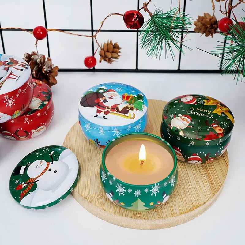Avelena | Weihnachtskerze Runde Blechdose Set von 12 – Perfekt für Süßigkeiten, Partydekoration oder DIY handgemachte Kerzen – Metallbehälter mit Deckel (62g)