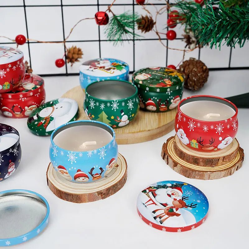 Avelena | Weihnachtskerze Runde Blechdose Set von 12 – Perfekt für Süßigkeiten, Partydekoration oder DIY handgemachte Kerzen – Metallbehälter mit Deckel (62g)