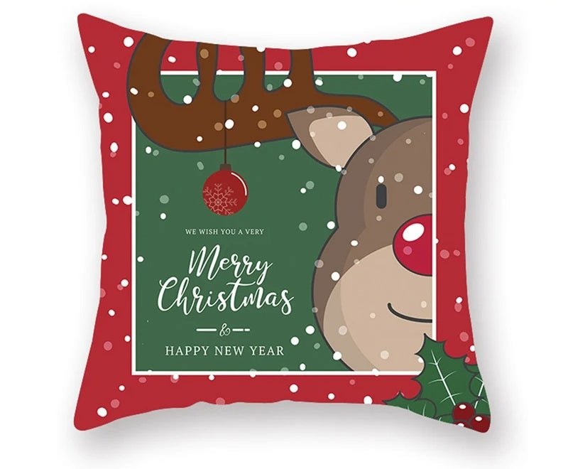 Avelena | Weihnachtskissenbezug – Festliches Santa- und Elchdesign für Weihnachtsdekoration & Perfektes Neujahrsgeschenk