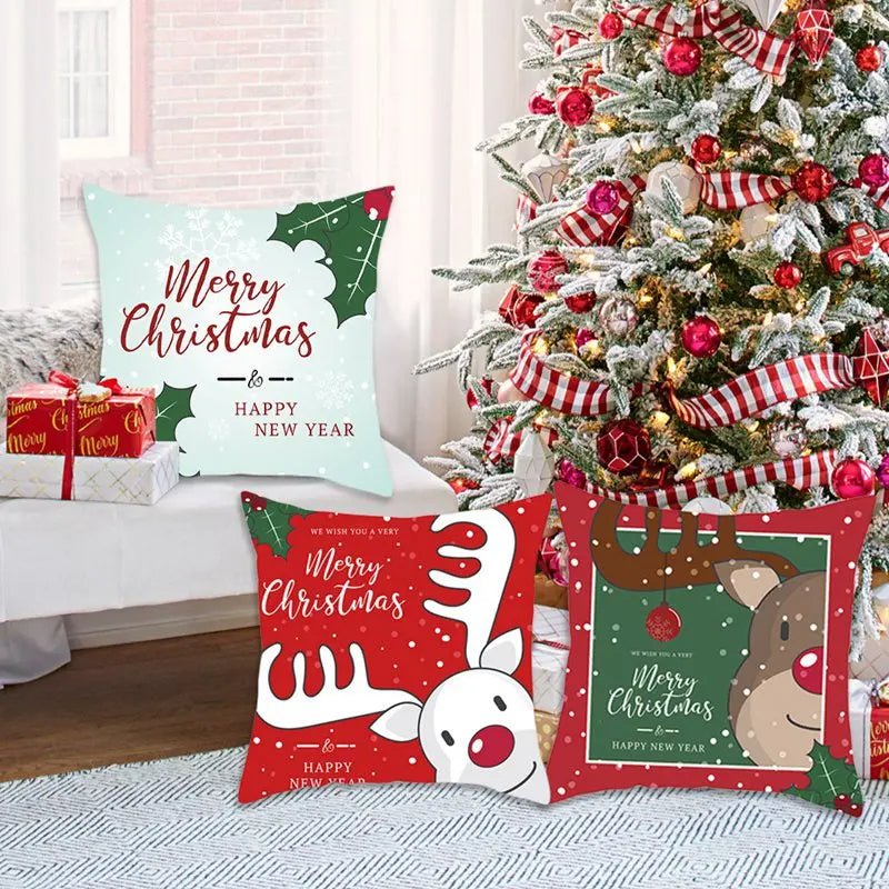 Avelena | Weihnachtskissenbezug – Festliches Santa- und Elchdesign für Weihnachtsdekoration & Perfektes Neujahrsgeschenk