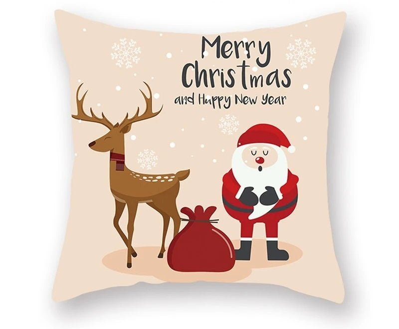 Avelena | Weihnachtskissenbezug – Festliches Santa- und Elchdesign für Weihnachtsdekoration & Perfektes Neujahrsgeschenk