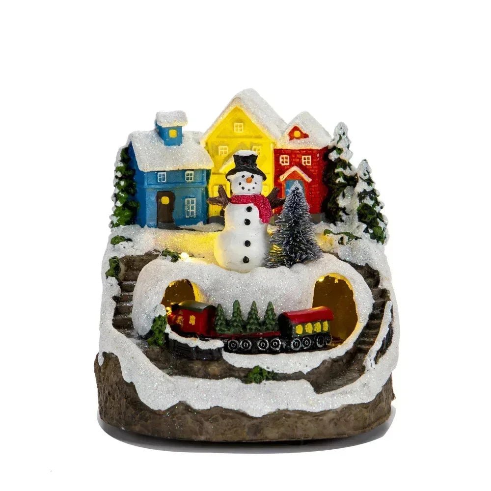 Avelena | Weihnachtsfigur mit Musik & Licht – Schneehaus Dekoration mit Schneemann für erfreuliche Geschenkideen und Charme für Zuhause