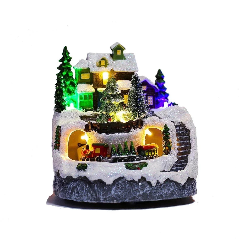 Avelena | Weihnachtsfigur mit Musik & Licht – Schneehaus Dekoration mit Schneemann für erfreuliche Geschenkideen und Charme für Zuhause