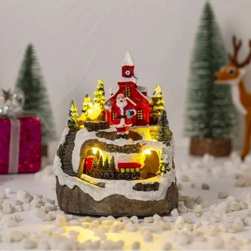 Avelena | Weihnachtsfigur mit Musik & Licht – Schneehaus Dekoration mit Schneemann für erfreuliche Geschenkideen und Charme für Zuhause
