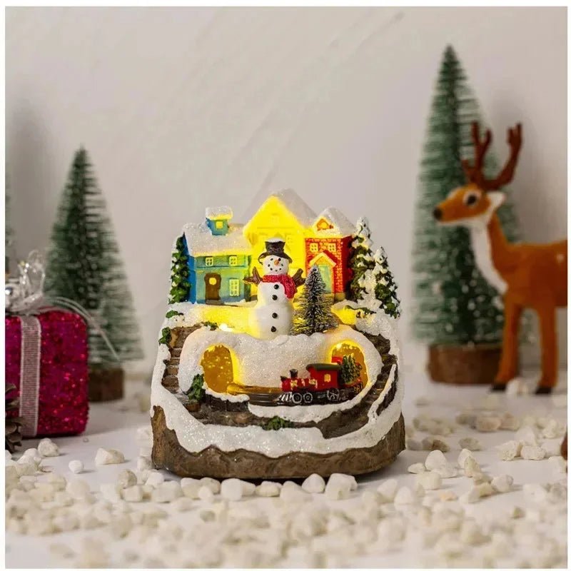 Avelena | Weihnachtsfigur mit Musik & Licht – Schneehaus Dekoration mit Schneemann für erfreuliche Geschenkideen und Charme für Zuhause