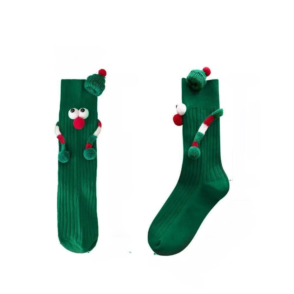 Avelena | Weihnachts-Haltende-Hände-Socken - Elastische Cartoon-Socken Perfektes Lustiges Feiertagsgeschenk für den Winter