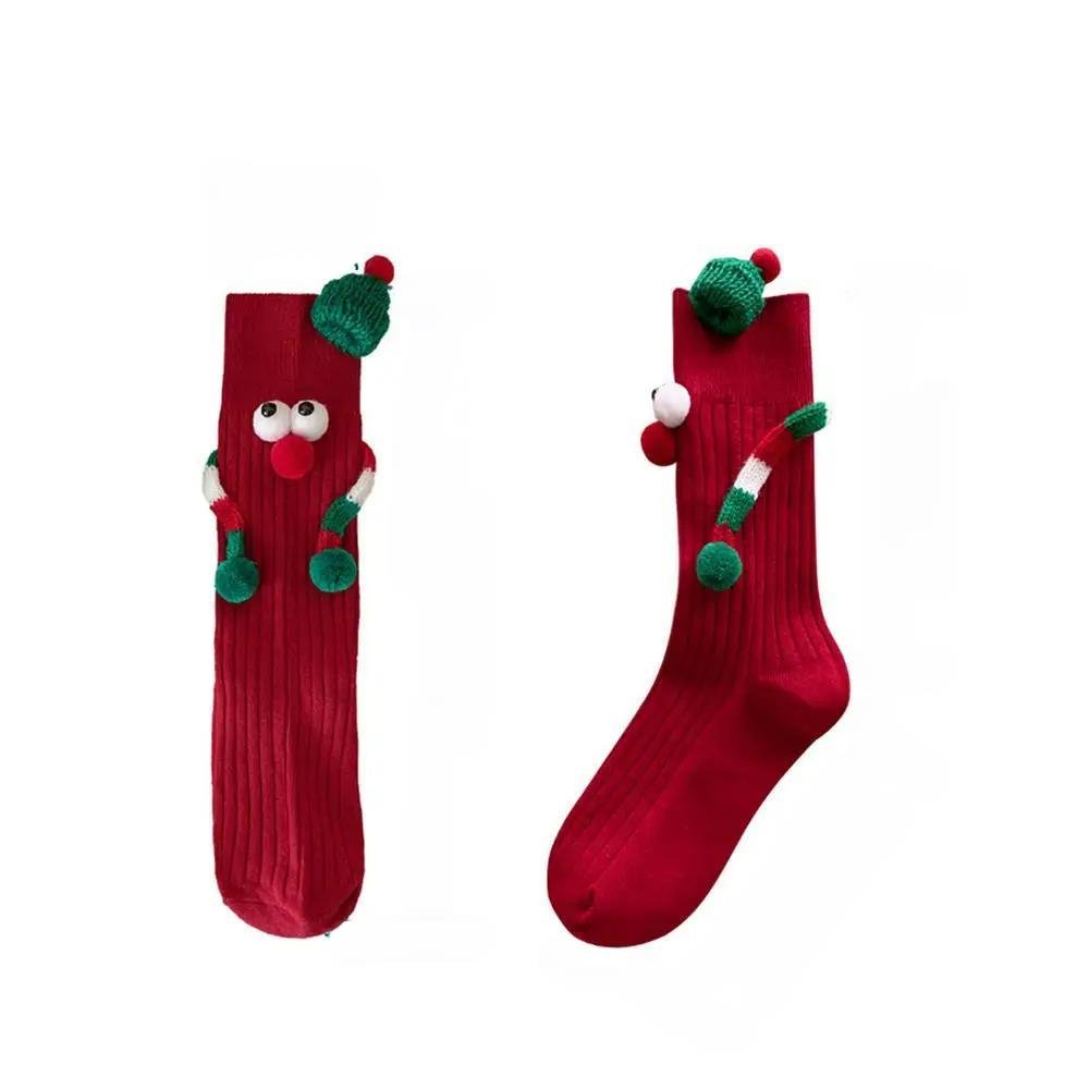 Avelena | Weihnachts-Haltende-Hände-Socken - Elastische Cartoon-Socken Perfektes Lustiges Feiertagsgeschenk für den Winter