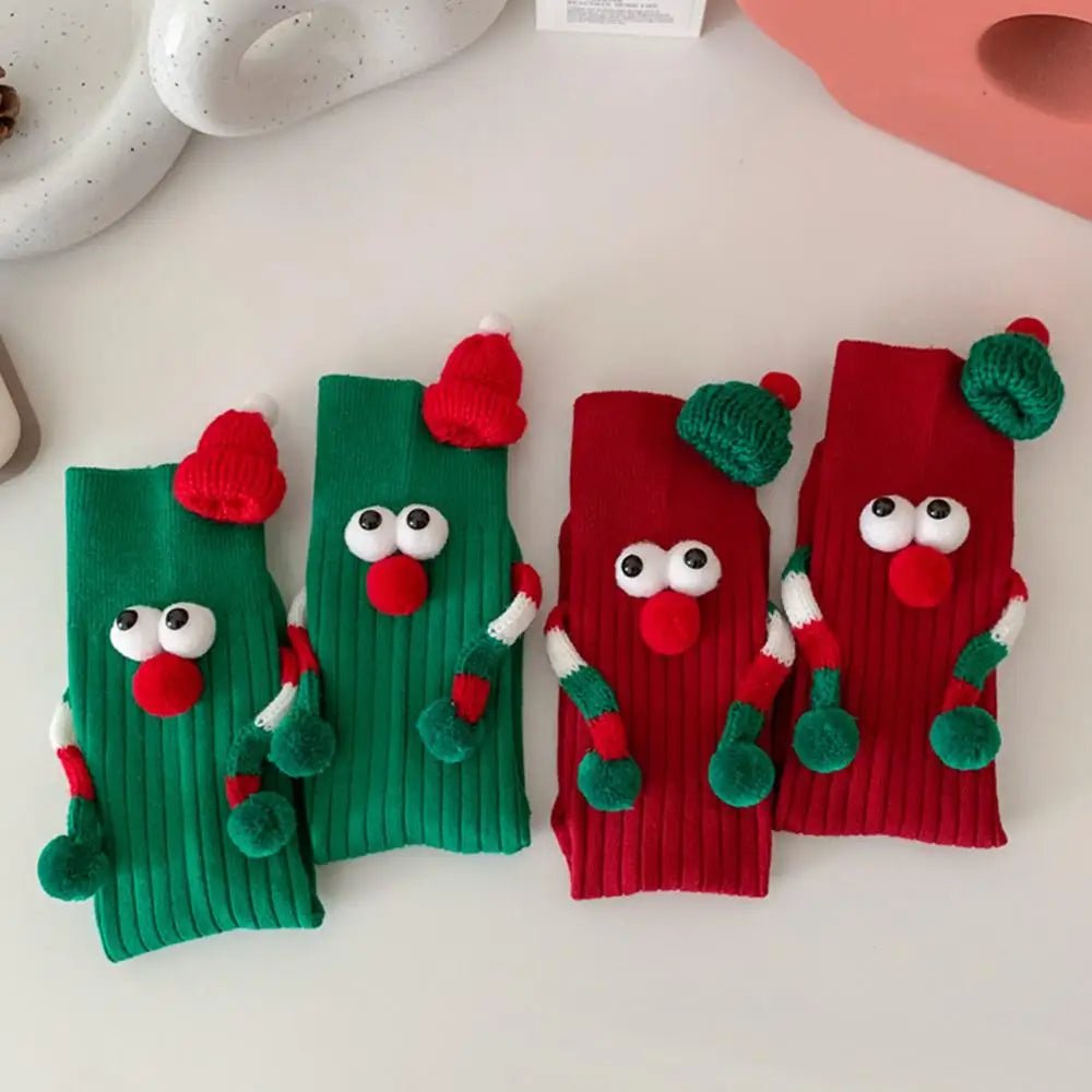 Avelena | Weihnachts-Haltende-Hände-Socken - Elastische Cartoon-Socken Perfektes Lustiges Feiertagsgeschenk für den Winter