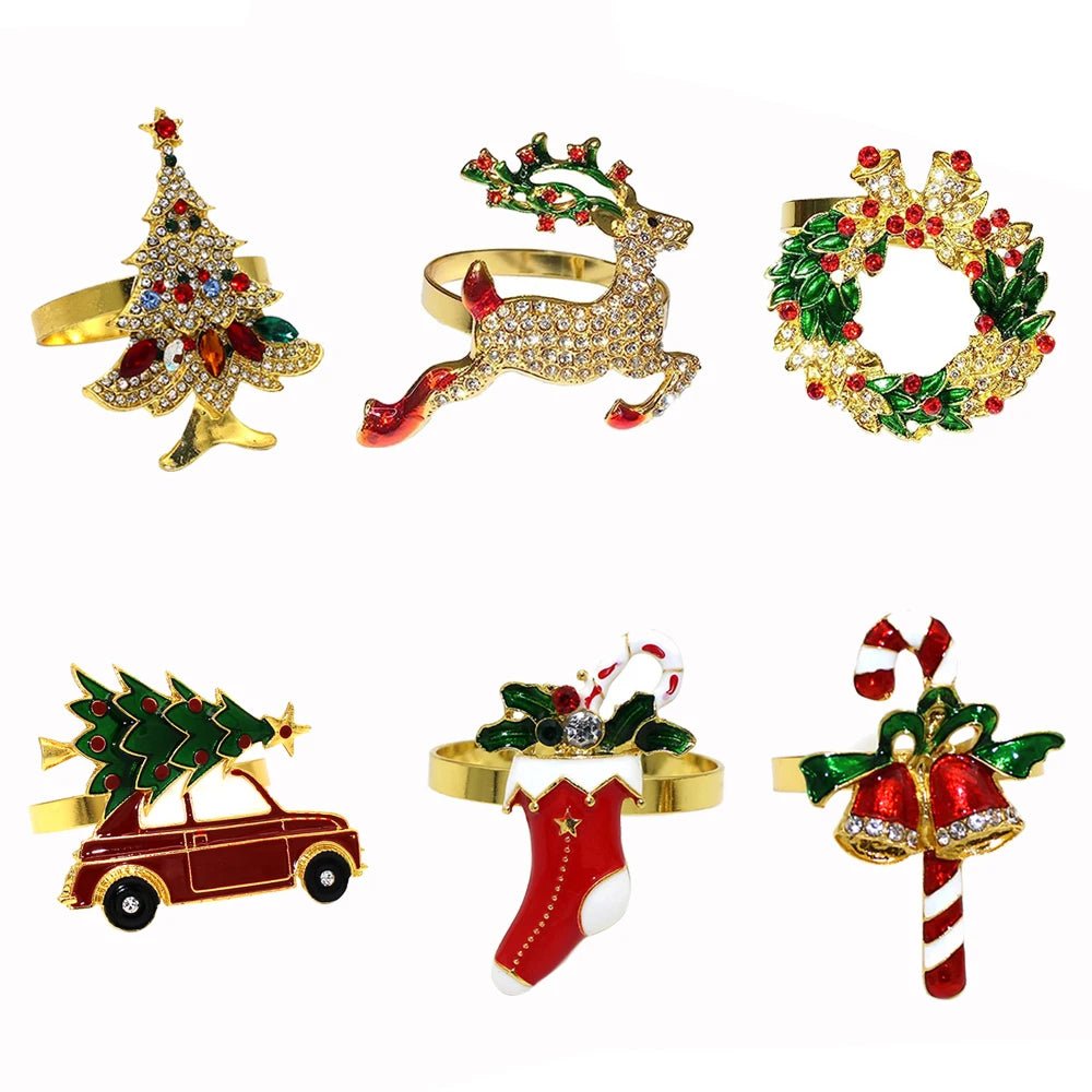 Avelena | Weihnachtsserviettenringe – Funkelnde Reh- und Baumkranzhalter für festliche Hochzeiten & Feiertags-Tischdekoration