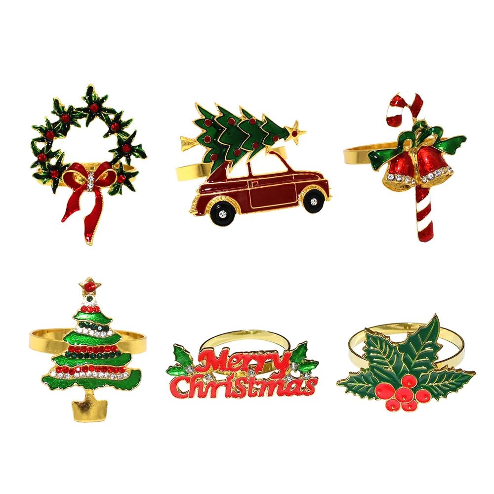 Avelena | Weihnachtsserviettenringe – Funkelnde Reh- und Baumkranzhalter für festliche Hochzeiten & Feiertags-Tischdekoration