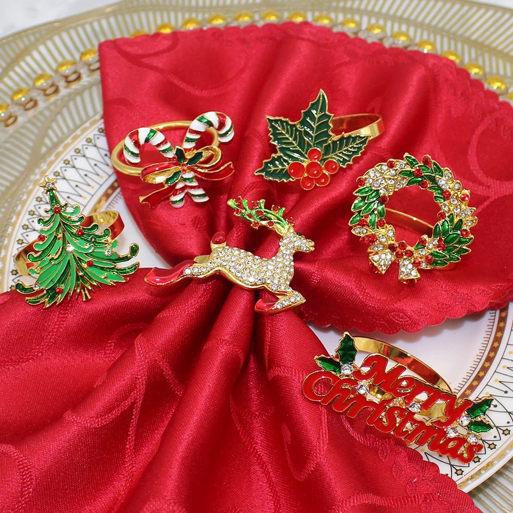 Avelena | Weihnachtsserviettenringe – Funkelnde Reh- und Baumkranzhalter für festliche Hochzeiten & Feiertags-Tischdekoration