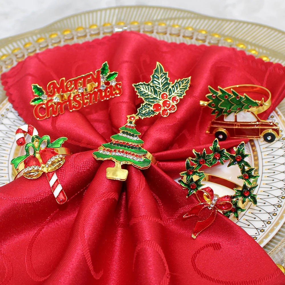 Avelena | Weihnachtsserviettenringe – Funkelnde Reh- und Baumkranzhalter für festliche Hochzeiten & Feiertags-Tischdekoration