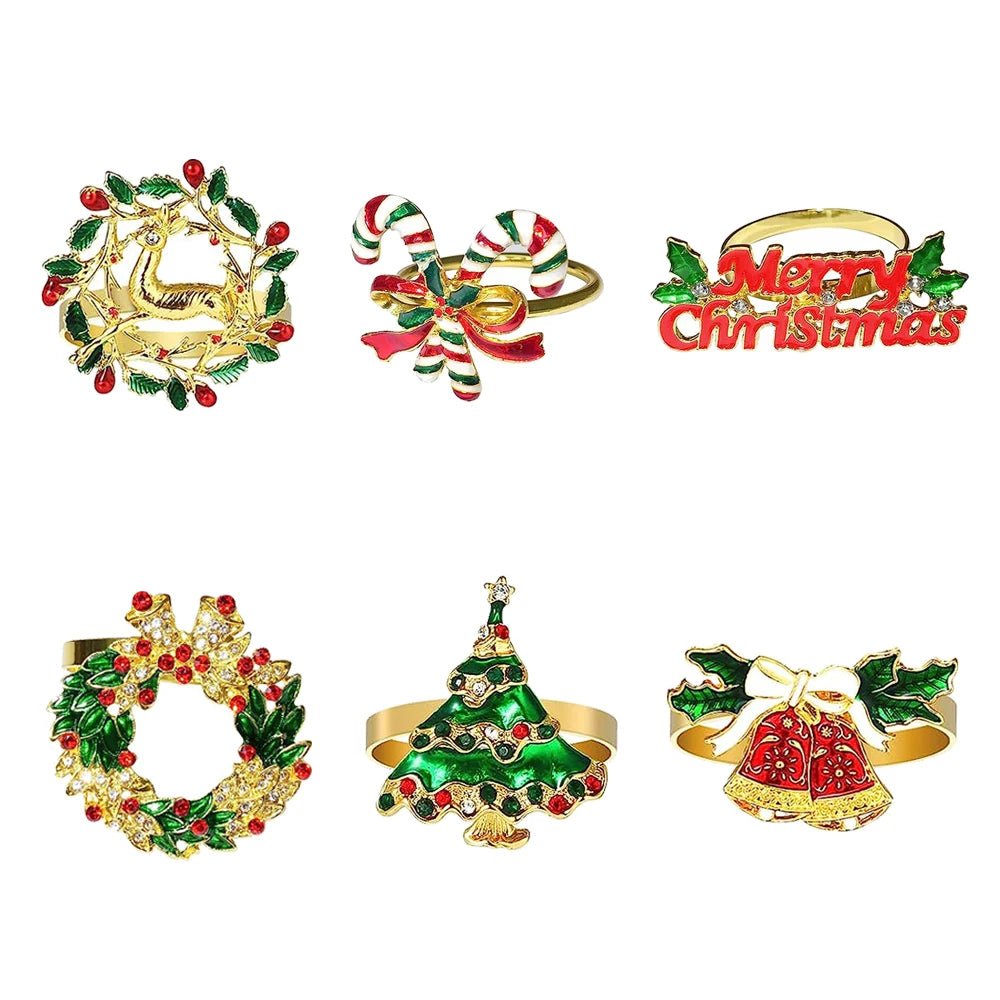 Avelena | Weihnachtsserviettenringe – Funkelnde Reh- und Baumkranzhalter für festliche Hochzeiten & Feiertags-Tischdekoration