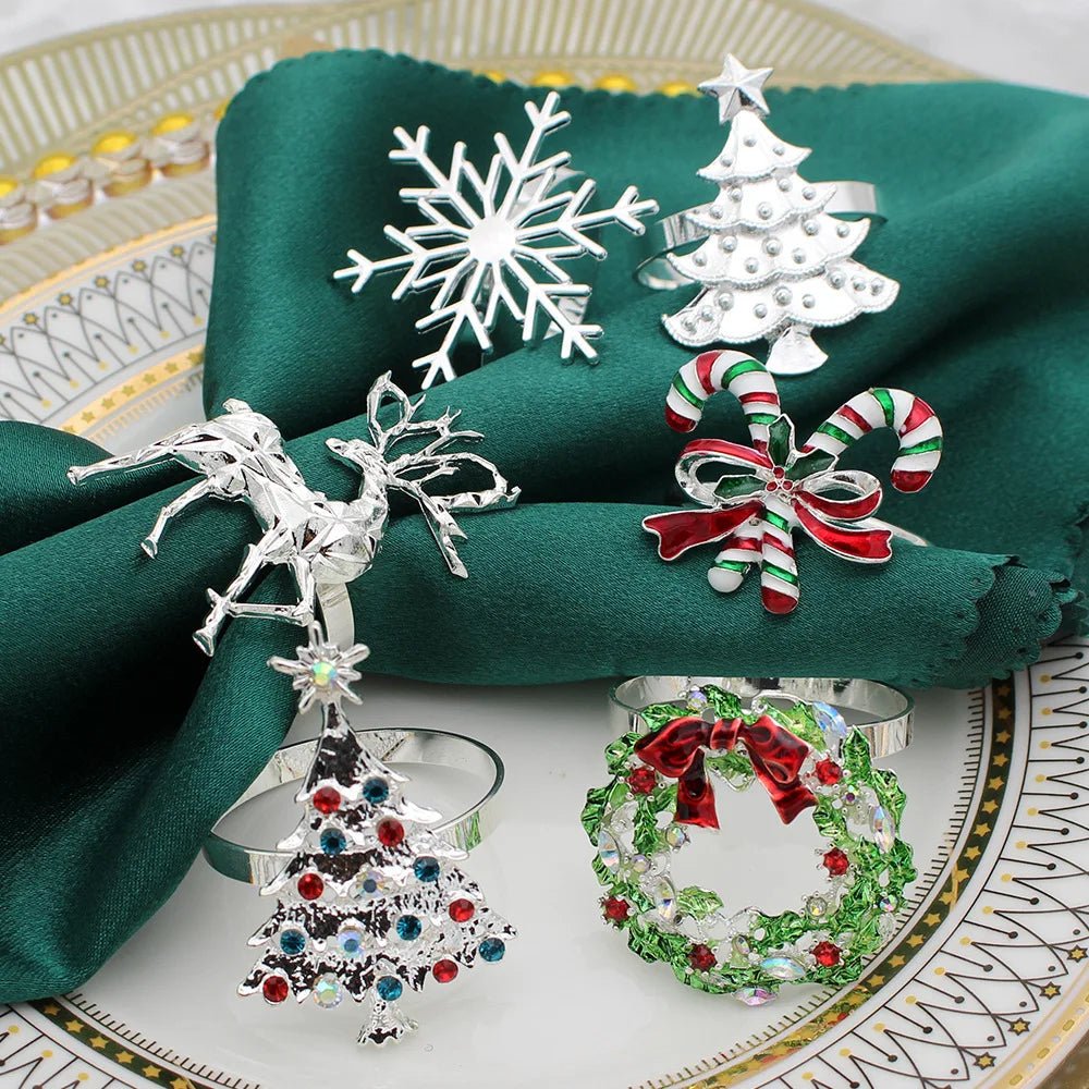 Avelena | Weihnachtsserviettenringe – Funkelnde Reh- und Baumkranzhalter für festliche Hochzeiten & Feiertags-Tischdekoration
