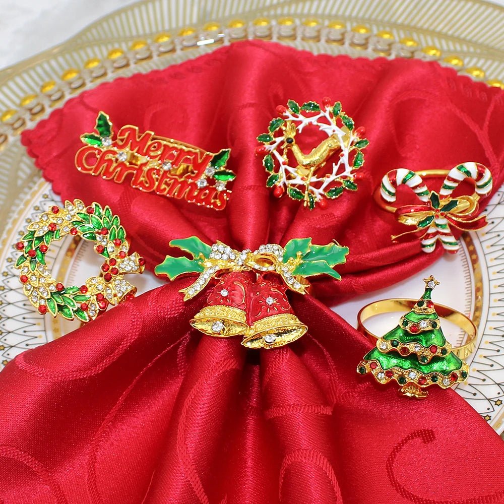 Avelena | Weihnachtsserviettenringe – Funkelnde Reh- und Baumkranzhalter für festliche Hochzeiten & Feiertags-Tischdekoration