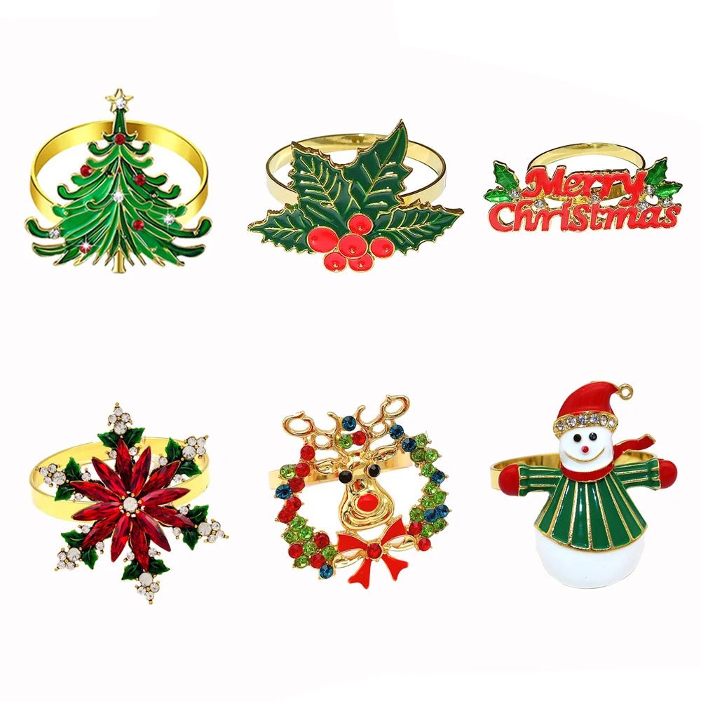 Avelena | Weihnachtsserviettenringe – Funkelnde Reh- und Baumkranzhalter für festliche Hochzeiten & Feiertags-Tischdekoration